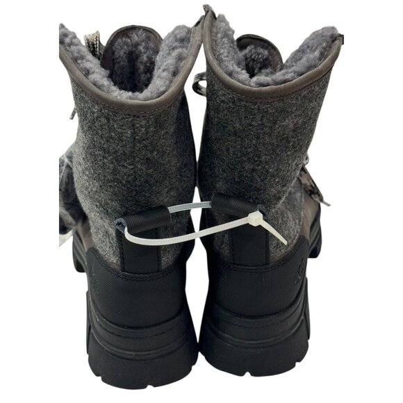 UGG 7.5 ASHTON ADDIE TIPPED SNOW BOOT GREY WATERPROOF FULL-GRAIN LEATHER WOMENS - Picture 9 of 13